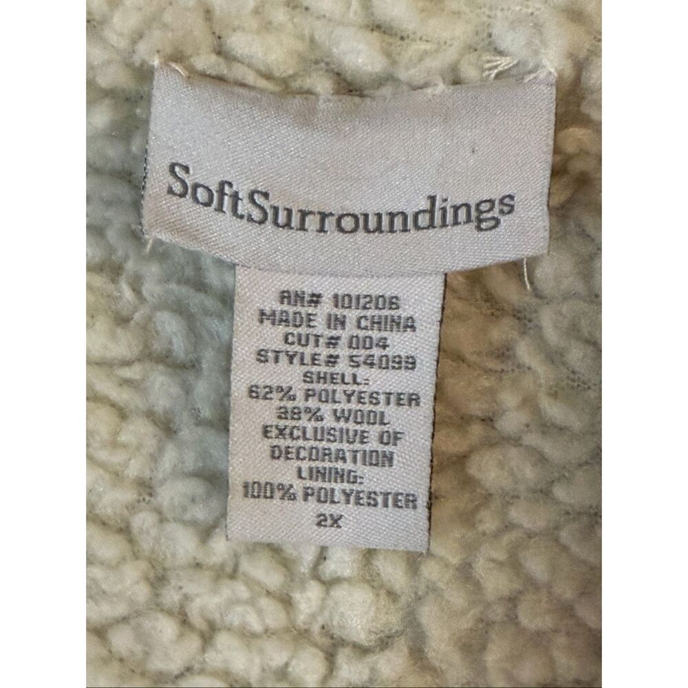 Soft Surroundings Button Up Sherling Wool Hooded … - image 5